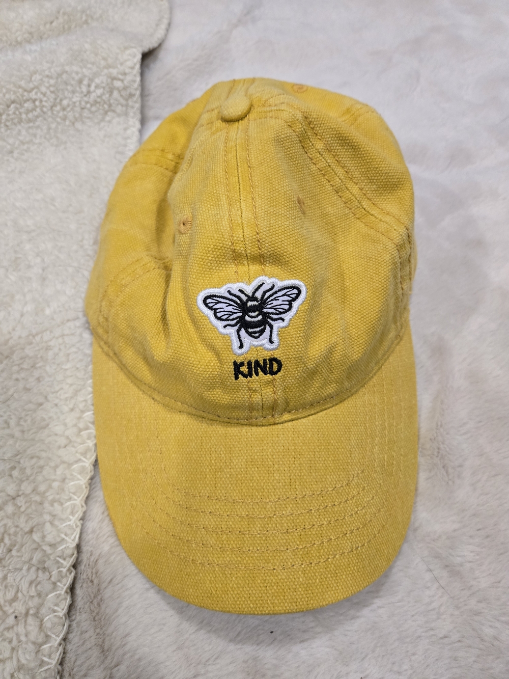 Yellow Bee 'KIND' Embroidered Baseball Cap